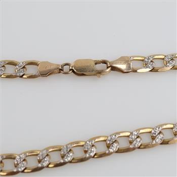 10kt Two Tone Gold Hollow Curb Link Bracelet