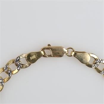 10kt Two Tone Gold Hollow Curb Link Bracelet