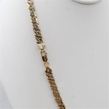 10kt Two Tone Gold Hollow Oval Box Chain Necklace-Evaluated By Our Certified Gemologist-AGS/GIA