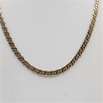 10kt Two Tone Gold Hollow Oval Box Chain Necklace-Evaluated By Our Certified Gemologist-AGS/GIA