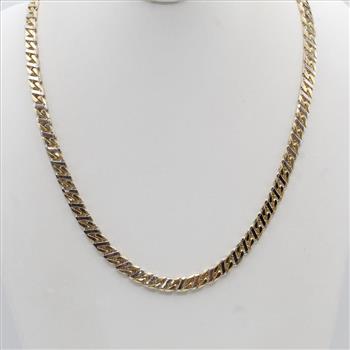 10kt Two Tone Gold Hollow Oval Box Chain Necklace-Evaluated By Our Certified Gemologist-AGS/GIA