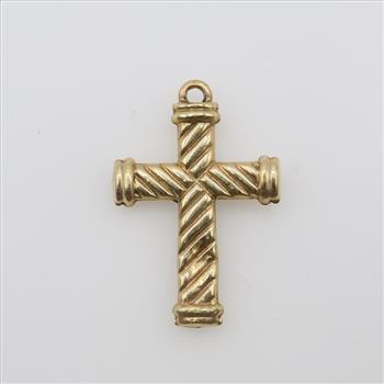10kt Two Tone Gold Hollow Religious Pendant