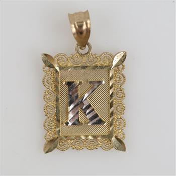 10kt Two Tone Gold Initial Pendant