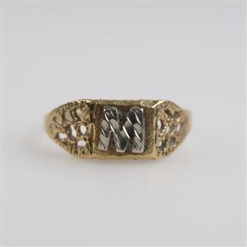 10kt Two Tone Gold M Initial Ring