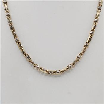 10kt Two Tone Gold Mariner Chain Link Necklace- Evaluated By Our Certified Gemologist-AGS/GIA