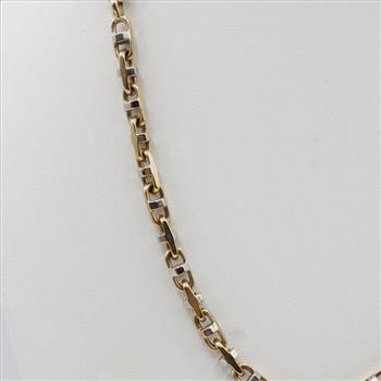 10kt Two Tone Gold Mariner Chain Link Necklace- Evaluated By Our Certified Gemologist-AGS/GIA