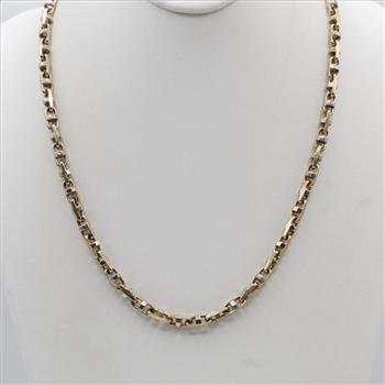 10kt Two Tone Gold Mariner Chain Link Necklace- Evaluated By Our Certified Gemologist-AGS/GIA