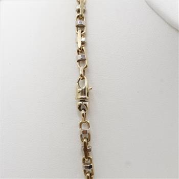 10kt Two Tone Gold Mariner Chain Link Necklace- Evaluated By Our Certified Gemologist-AGS/GIA