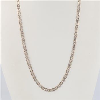 10kt Two Tone Gold Mariner Link Chain Necklace