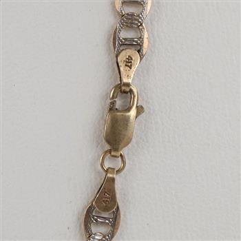 10kt Two Tone Gold Mariner Link Chain Necklace