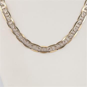 10kt Two Tone Gold Mariner Link Chain Necklace