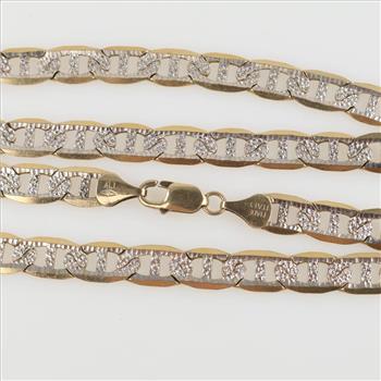 10kt Two Tone Gold Mariner Link Chain Necklace