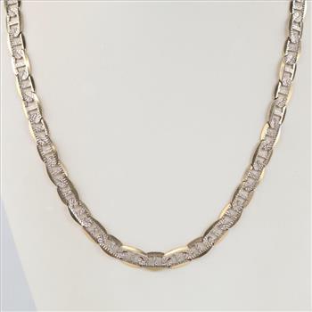 10kt Two Tone Gold Mariner Link Chain Necklace