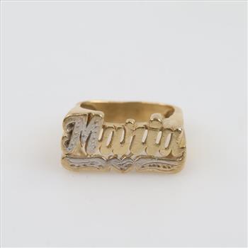 10kt Two Tone Gold Name Ring