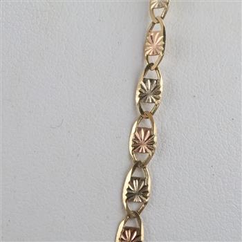 10kt Two Tone Gold Panel Link Necklace