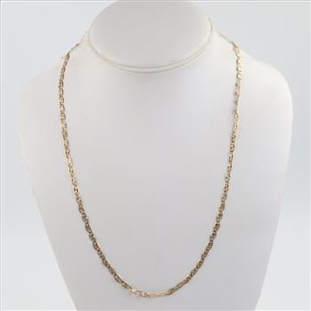 10kt Two Tone Gold Panel Link Necklace