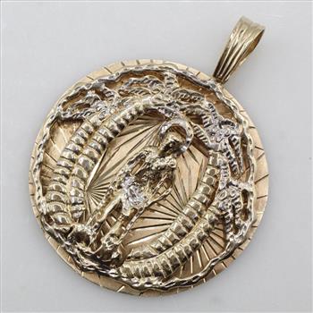 10kt Two Tone Gold Religious Circle Pendant - Evaluated By Our Certified Gemologist-AGS/GIA