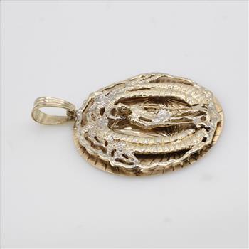 10kt Two Tone Gold Religious Circle Pendant - Evaluated By Our Certified Gemologist-AGS/GIA