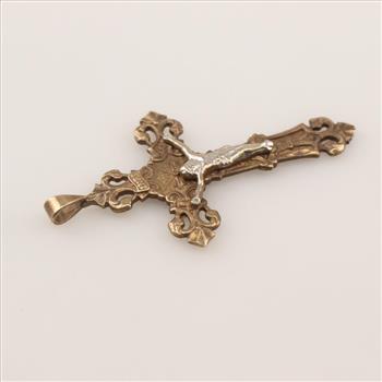 10kt Two Tone Gold Religious Cross Pendant