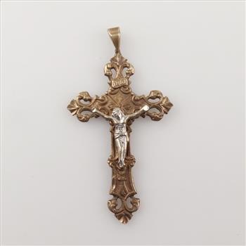 10kt Two Tone Gold Religious Cross Pendant