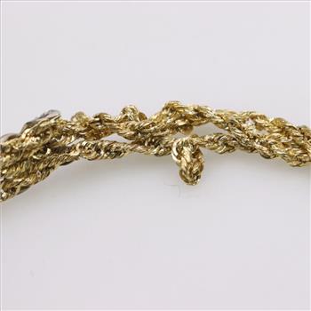 10kt Two Tone Gold Rope Chain Diamond Accent Bracelet