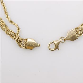 10kt Two Tone Gold Rope Chain Diamond Accent Bracelet