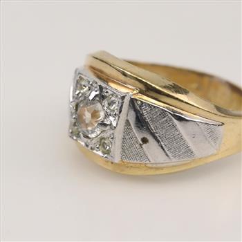 10kt Two Tone GP Clear Stone Ring