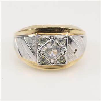 10kt Two Tone GP Clear Stone Ring