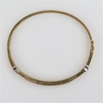 10kt Two-tone Gold Clear Stone Bracelet