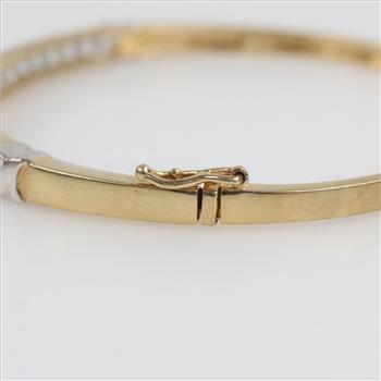 10kt Two-tone Gold Clear Stone Bracelet