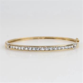 10kt Two-tone Gold Clear Stone Bracelet