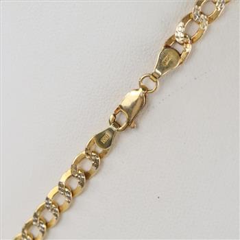 10kt Two-tone Gold Curb Chain Necklace