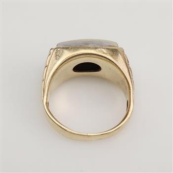 10kt Two-Tone Gold Diamond Rectangle Signet Ring