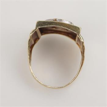 10kt Two-Tone Gold Dollar Sign Signet Ring