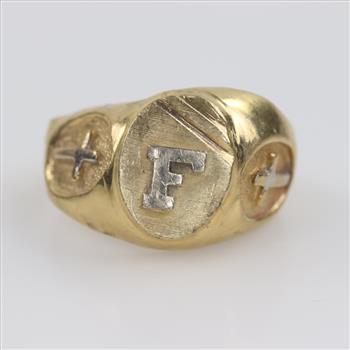 10kt Two-Tone Gold 'F' Signet Ring