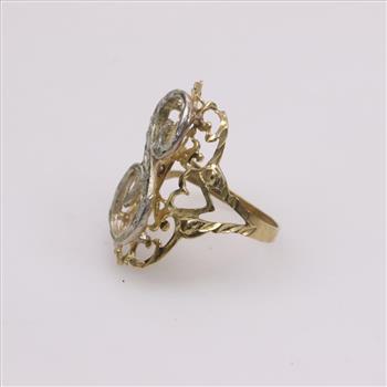 10kt Two-Tone Gold Filigree Letter Ring