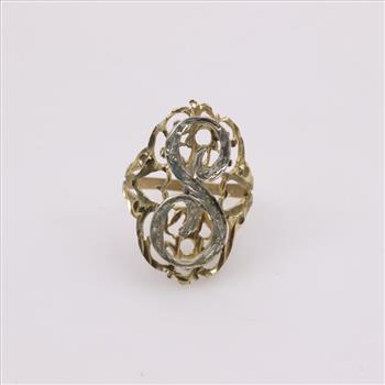 10kt Two-Tone Gold Filigree Letter Ring