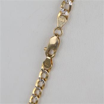 10kt Two-Tone Gold Hollow Curb Chain Necklace
