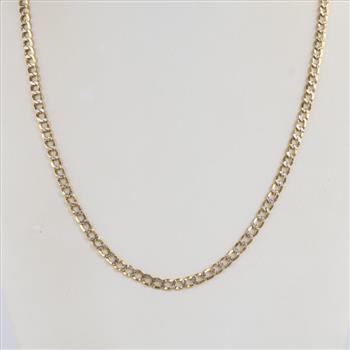 10kt Two-Tone Gold Hollow Curb Chain Necklace