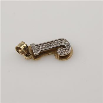 10kt Two-tone Gold Initial J Pendant
