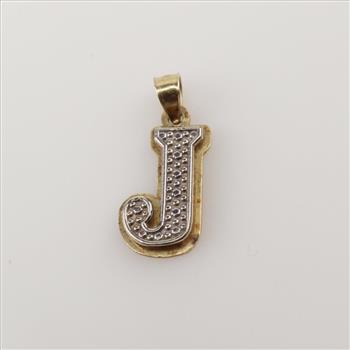 10kt Two-tone Gold Initial J Pendant