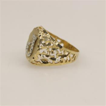 10kt Two-Tone Gold 'J' Signet Ring