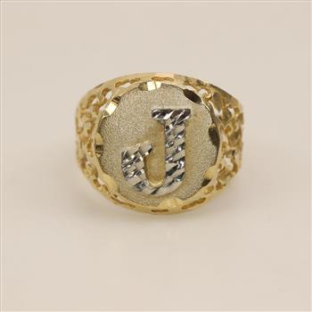 10kt Two-Tone Gold 'J' Signet Ring