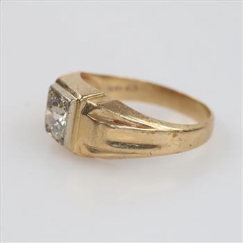 10kt Two-Tone Gold Signet Diamond Ring