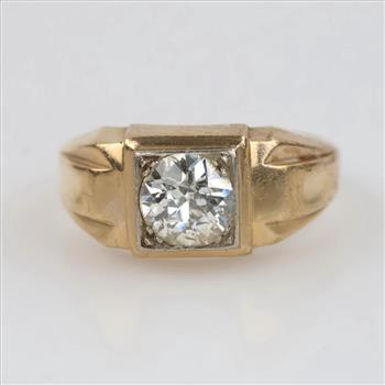 10kt Two-Tone Gold Signet Diamond Ring