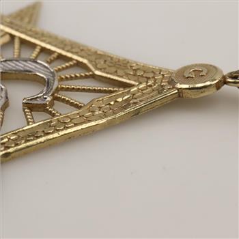 10kt Two-Tone Gold The Square & Compasses Masonic Pendant