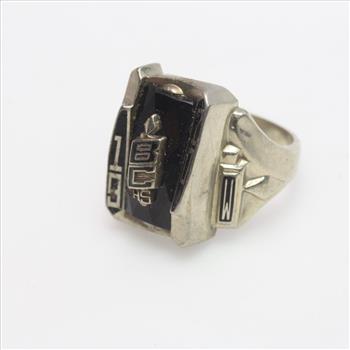 10kt White Gold 8.67g Class Ring With Black Inlay