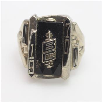 10kt White Gold 8.67g Class Ring With Black Inlay