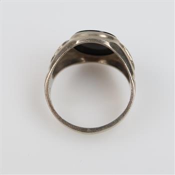 10kt White Gold Black Stone Ring