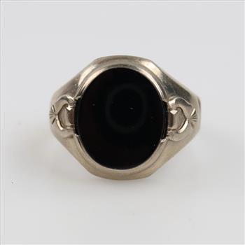 10kt White Gold Black Stone Ring